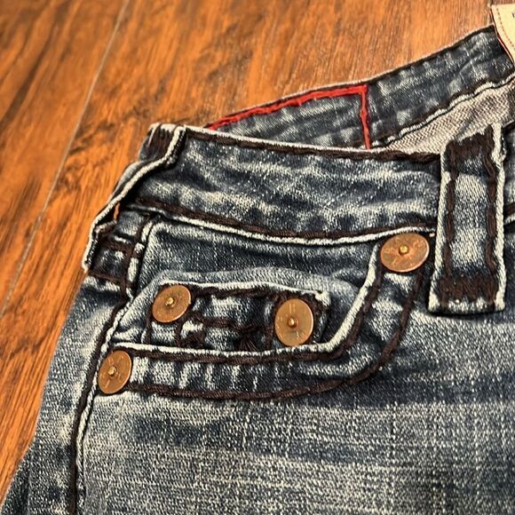 True Religion made in USA Johnny super t size 24 by 33 jeans chunky stitching - Picture 3 of 11